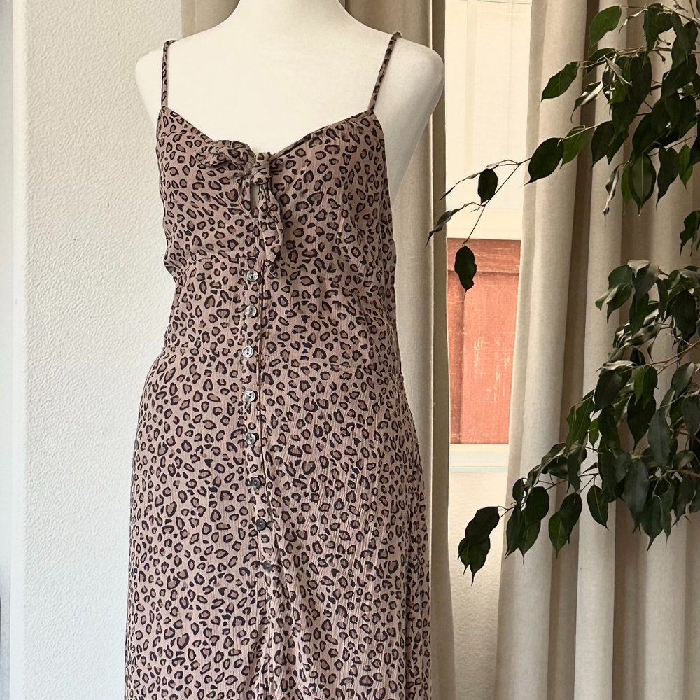Abercrombie & Fitch Tan Leopard Print Midi Dress